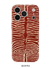 GIIPPA 1件乳白色底紅色不對稱斑馬條紋圖案設計手機殼，適用於Phone 17 Pro Max，相容Phone 16 Pro Max、15 Pro Max、14 Pro Max，韓系高端時尚趣味手機殼，相容11/12/13/14/15/16 Pro Max Plus，優雅設計男女皆宜，聖誕節、情人節、復活節、婚禮季與生日送女友的完美禮物 - 彩色 - 查看 1