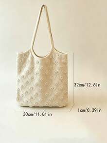 Off-White Handmade Beaded Daisy Shoulder Bag, Delicate Spaghetti Strap Vacation Bag, All-Over Floral Beaded Lightweight Handbag, Essential Accessory For 2026 Spring/Summer Beach Vacation And Travel Enthusiasts, Ideal For Beach Trips, Resort Stays, Poolside Moments And Island Getaways - Beige - View 6
