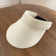 1pc Raffia Straw Sun Visor Hat, Tea Color - Multicolor - View 11