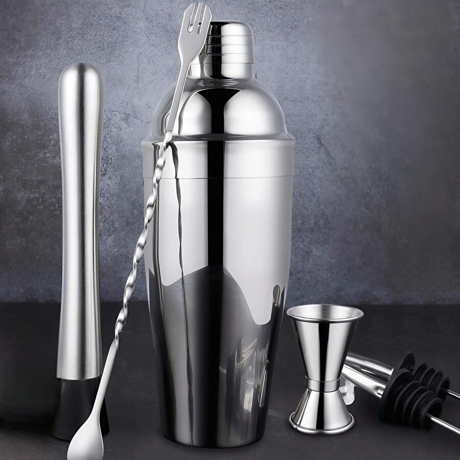 [Complete Bar Tool Party Shaker Set] 5/6/9pcs Stainless Steel Cocktail Shaker Set, Cocktail Shaker, Bar Stirrer, Complete Bartender Party Bar Tools - View 1