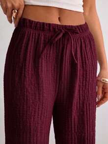 Pantalones versátiles de uso diario con diseño de patchwork de colores para mujer - Burdeos - Ver 4