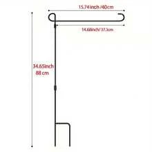 Rust-Resistant Black Coated Wrought Iron Garden Flag Pole Bracket, Outdoor Lawn Yard Decor Flag Pole With Fixing Clip And Rubber Stopper, Suitable For 12.5 Inch Seasonal Holiday Small Garden Flags, Backyard Farmhouse Style Decoration - 1 Pc Garden Wrought Iron Flagpole Bracket - View 2
