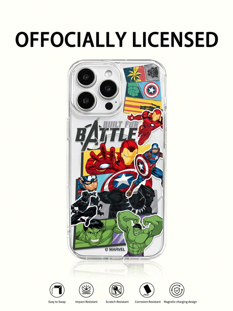 Miniso 1 قطعة حافظة واقية شفافة من الأكريليك مزودة بشحن لاسلكي مغناطيسي ثنائي الاستخدام، بتصميم كرتوني مميز مع نمط كاميرا بارز، سميكة ومقاومة للسقوط، متوافقة مع هواتف آيفون 17 برو ماكس/إير، 16، 11/12/13/14 بلس/XR/7/8 بلس/15 برو ماكس - شفاف - مشاهدة 1