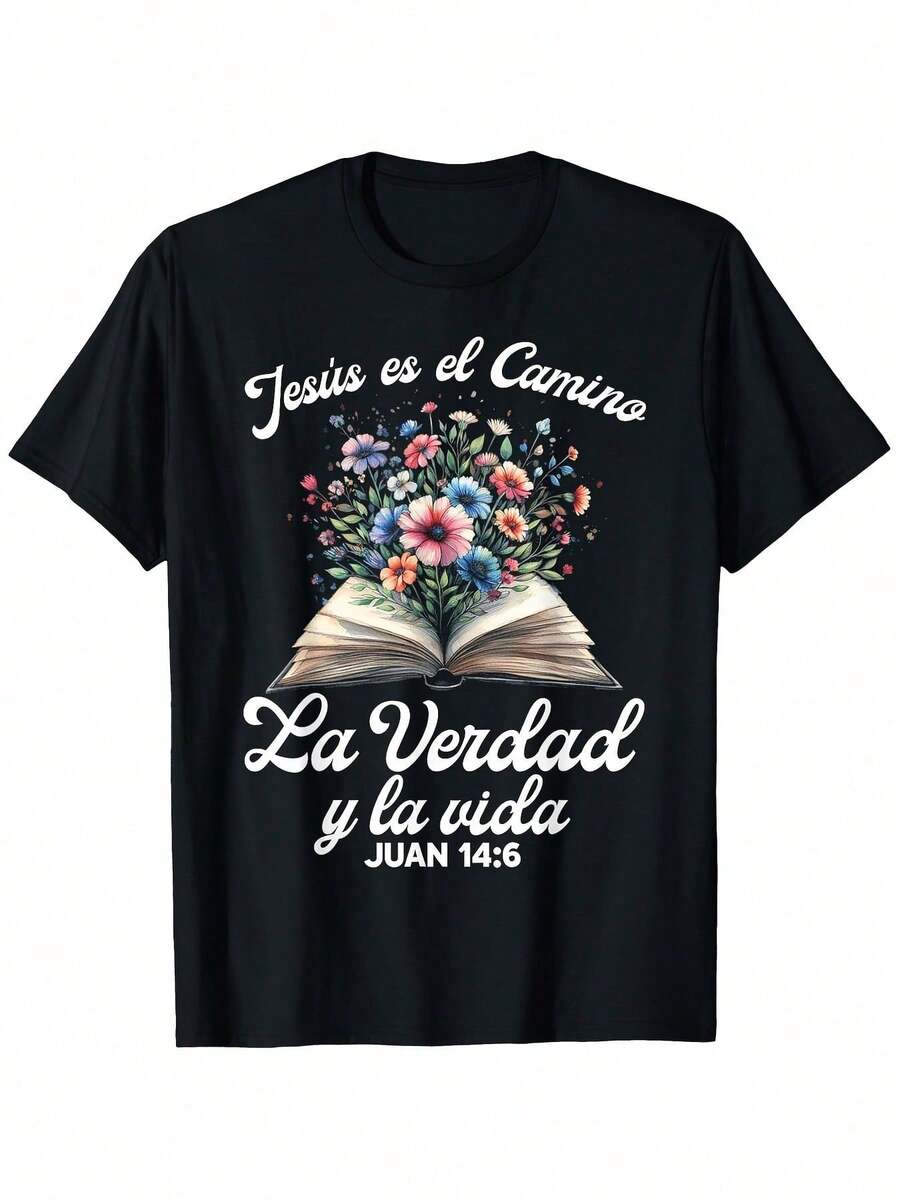 Pure Gift, Comfortable Colors. Short Sleeve And Round Neck Design, New Fitted T-Shirt For Women, Spring/Summer Design Style, Couple Style, Perfect For Wearing Together. - 黑色 - 查看 1