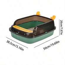 Caja de para gatos semi-cerrada con paredes altas anti-salpicaduras con pala, fácil de limpiar, para gatos pequeños YYPO - Verde - Ver 3