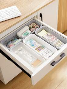 1pc Adjustable Expandable Drawer Organizer Tray, Divider For Makeup Brushes, Foundation, Skincare Bottles, Multi-Grid Vanity Drawer Organizer For Bathroom & Cabinet - Multicolor - View 7
