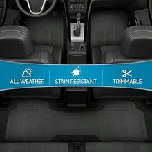 Durable All-Weather Car Floor Mats Set For Sedans & SUVs - Waterproof PVC With Anti-Slip Grip, Easy To Clean Front & Rear Seat Rubber Pads, Winter Fit - Multicolor - View 8