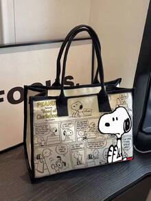 1件 Snoopy 帆布托特包，適合日常使用，簡約學生背包，節日禮物，生日禮物，返校季禮物 - 查看 3