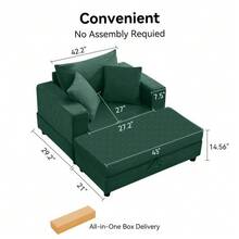 Chaise Longue With Footrest And Storage Space, Lounge Sofa With 3 Cushions For Living Room And Bedroom - Emerald - 查看 2