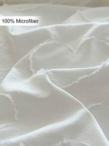 1pc White Cut-Out Heart Tufted Bed Pillowcase, Simple Cute Polyester Decorative Throw Pillow Cover Suitable For All Seasons, Decor, Machine Washable, Without Filling - White - View 5