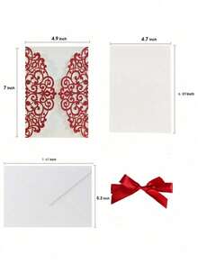Paquete de 10 invitaciones de boda cortadas con láser, brillantes y en color plateado y dorado claro (incluye tarjetas en blanco, sobres y moños de cinta), tarjetas de invitación elegantes y de alta calidad para bodas y fiestas - Multicolor - Ver 39