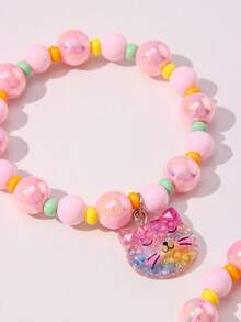 3pcs/Set Girls Cute Cloud Cat Rainbow Beaded Bracelet Set, Suitable For Holiday Party, School And Daily Activities - Multicolor - View 4