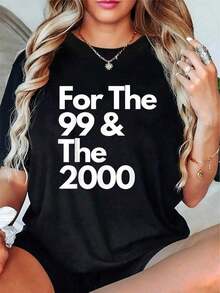 Camiseta para The 99 And The 2000 - Camiseta Gráfica Vintage de Hip Hop - 100% Algodón, Camiseta Casual de Manga Corta con Cuello Redon - Negro - Ver 1