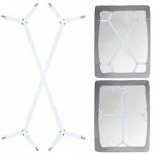 Adjustable Cross Bed Sheet Holder Straps (2pcs) - Elastic Bed Sheet Clips, Triangle Design, Secure Fit For All Mattresses - Woven Fabric, Machine Washable, Multiple Installation Methods - Multicolor - View 10