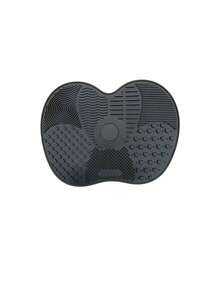 Silicone Makeup Brush Cleaning Mat With Suction Cup, Portable Makeup Brush Cleaning Tool, Apple-Shaped Silicone Makeup Brush Cleaning Pad - 黑色 - 1 件 - 查看 1