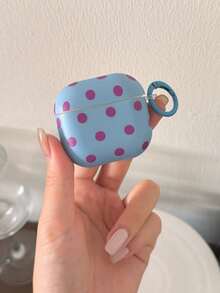 Matte Solid Color Polka Dot Protective Case Compatible With Airpods 4, Pro 3, Pro 2, New Apple Earphone Protective Shell, Women's Earphone Case For 2nd, 3rd, 4th Generation, - Blue - View 2