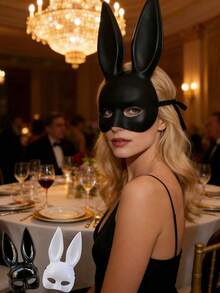 1pc Halloween Rabbit Ear Mask - Half-Face Rabbit Shaped Cosplay Decorative Ear Mask, Suitable For Character Design, Costume Accessories And Gifts, Perfect For Halloween Parties, Theme Parties, Trick Or Treat, Haunted House Decor, Masquerade Balls And Vintage Parties. - One Size Fits All - View 2