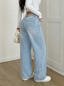 Women's Casual Washed Straight-Leg Jeans - Light Wash - View 3