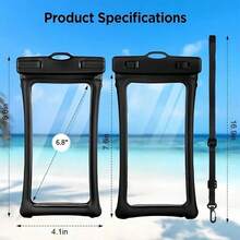 1個防水手機袋/手機殼，IPX8防水，附可調節肩帶與高強度氣囊保護，浮水防水手機袋。適用於度假、海灘、划艇。兼容 17/16/15/14/13/12等。浮水防水乾手機袋，適用於水上樂園和游泳。最大容量6.8英吋。- 防護乾手機殼 - 彩色 - 查看 2