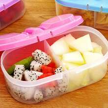 1pc Stackable Refrigerator Storage Box With Lid, Sealed Tank Multi-Grain Food Storage Box, Bathroom Plastic Container Multi-Functional Finishing Box - Pink - View 8
