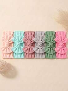 12pcs Summer Fresh Candy Color Bow Elastic Decorative Baby Headbands, Soft Skin-Friendly Princess Baby Hair Accessories, Suitable For Daily Use In All Seasons - Multicolor - View 5