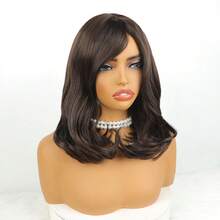 Peruca Cabelo Wig Média Lisa Ondulado Com Franja Bio Orgânica Idêntica Humano Premium RONISE +WIGCAP SP4.30/Castanho Cobre - SP4/30 - Visão 2