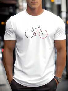 Men's Summer Casual Short-Sleeve T-Shirt With Bicycle Design - 黑色 - 查看 6