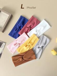 7Pcs Women's Outdoor Plaid & Solid Color Criss-Cross Stretch Headbands, Versatile For Cycling And Casual Wear - Multicolor - View 15