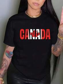 Camiseta mujer estampado casual - Negro - Ver 2
