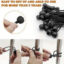 11/21/31Pcs Outdoor Tent Bungee Cord, Plastic Ball Tie, Trampoline Luggage Elastic Rope With Ball, Polka Dot Style, Black - Multicolor - View 12