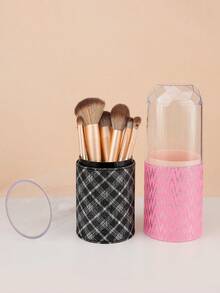 1pc Makeup Brush Storage Box With Lid, Cosmetic Display Rack, Suitable For Bathroom Vanity Countertop, Multifunctional Transparent Dust-Proof Skincare Makeup Tool Storage Box - Multicolor - View 4