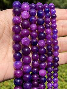 1 fio de contas redondas soltas de pedra natural de sugilite 6/8/10mm para fazer joias DIY, pulseiras e acessórios para brincos - Multicolorido - Ver 3