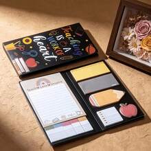 1pc Black Teacher Appreciation Sticky Note Folio Set, 330 Sheets Of 11 Different Shaped Combination Sticky Note Pads,Suitable For Back To School Classroom Supplies Thank You Gift For Preschool Elementary Teachers Coworkers Office Desk Accessories - one-size - View 3