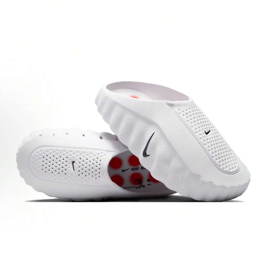 Nike Mind 001 Hyper Crimson Slip-On Mules | Perforated Knit Foam Cushioning Everyday Casual Slides - 白色 - 查看 1