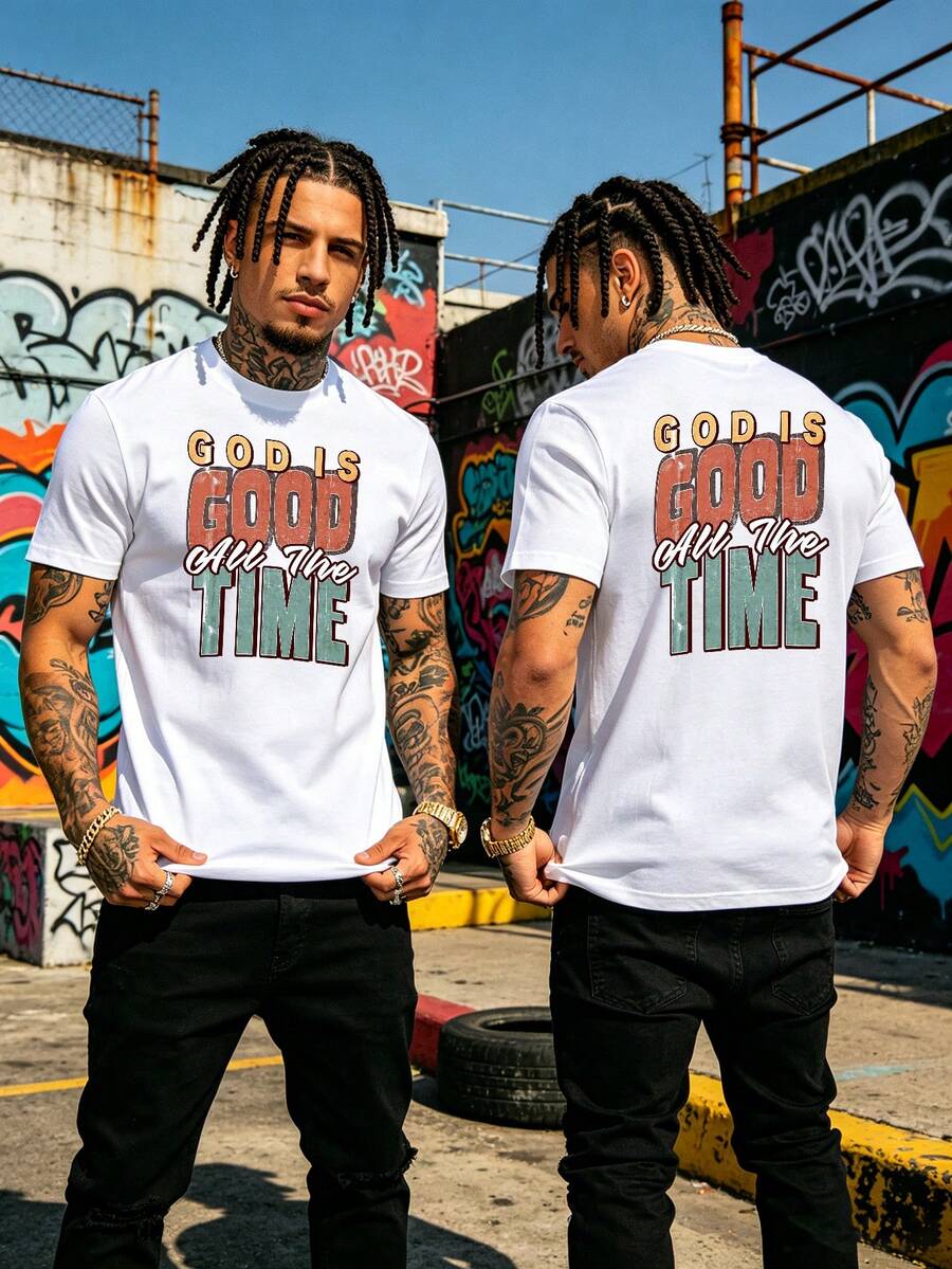 Camiseta de hombre con estampado gráfico estilo hip hop y callejero - Blanco - Ver 1