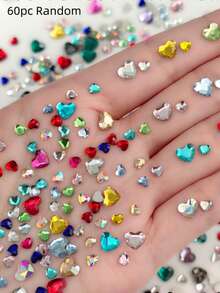 50-200pcs Shiny Multi-Color Heart Nail Diamonds Flatback Rhinestones Small Heart Crystal Nail Studs Professional Gel Nail Decor Accessories - Multicolor - View 10