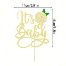 1個檸檬 OhBaby 蛋糕裝飾插牌 亮片檸檬 It's ABaby 蛋糕裝飾 甜美水果主題 嬰兒派對 生日派對蛋糕裝飾 - 檸檬It's a Baby - 查看 7