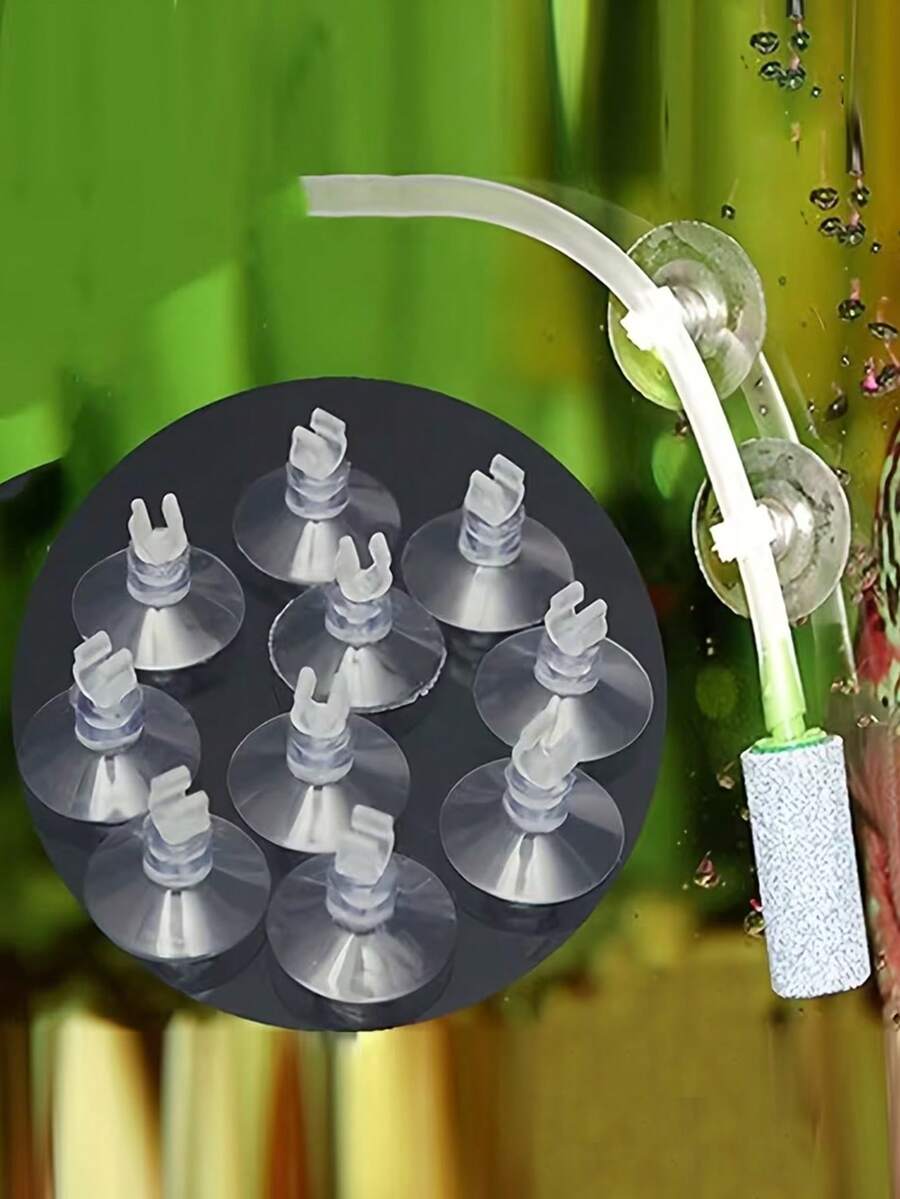 10 قطع أكواب شفط AquaGrip لخزان الأسماك، مادة PVC، لا تتطلب شحن، لا تتطلب بطارية، لتثبيت أنبوب مضخة الهواء، مناسبة لملحقات أحواض الأسماك المختلفة - شفاف - مشاهدة 1