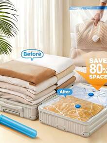 8pcs/Set Reusable Vacuum Compression Storage Bags, Space Saver Bags For Travel, Clothes, Bedding, Suitable For Coats, Shirts, Blankets, Pants, Home, Dorm, Closet, Bedroom, Bathroom, Travel Accessories, Back To School - Multicolor - View 8