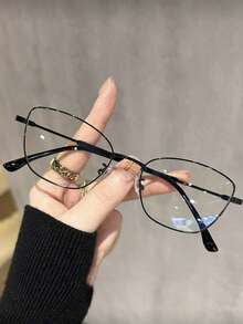 1 Pair Vintage Exquisite Y2K Cat Eye Glasses, Women's Non-Prescription Computer Glasses, PC Lens, Anti-Fatigue Metal Frame, Decorative Glasses, Casual Versatile - Multicolor - View 1