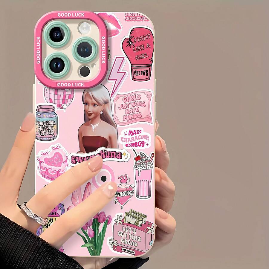 Funda para móvil con un diseño adorable y pegatinas coloridas, compatible con fundas de , Apple, VIVO, OPPO, , Transsion, , y Honor. Fabricada en TPU, ofrece protección contra golpes y caídas. Un regalo perfecto para amigos y familiares. - Blanco - Ver 1