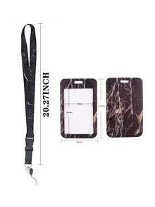 1pc Marble Pattern Fashionable Phone Lanyard, Suitable For Keychain Pendant Bag Charm, Student ID Card Bus Card Holder, Suitable For Office Workers And Students Daily Use - Rectangle - View 3