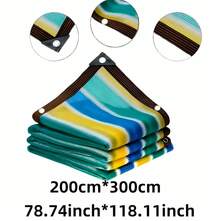 Ein Outdoor-Sonnenschutzstoff mit einem farbenfrohen Streifenmuster, hergestellt aus strapazierfähigem Kunststoff, geeignet für Outdoor-Camping-, Angel- und Gartenzelte. - Streifen - Übersicht 2