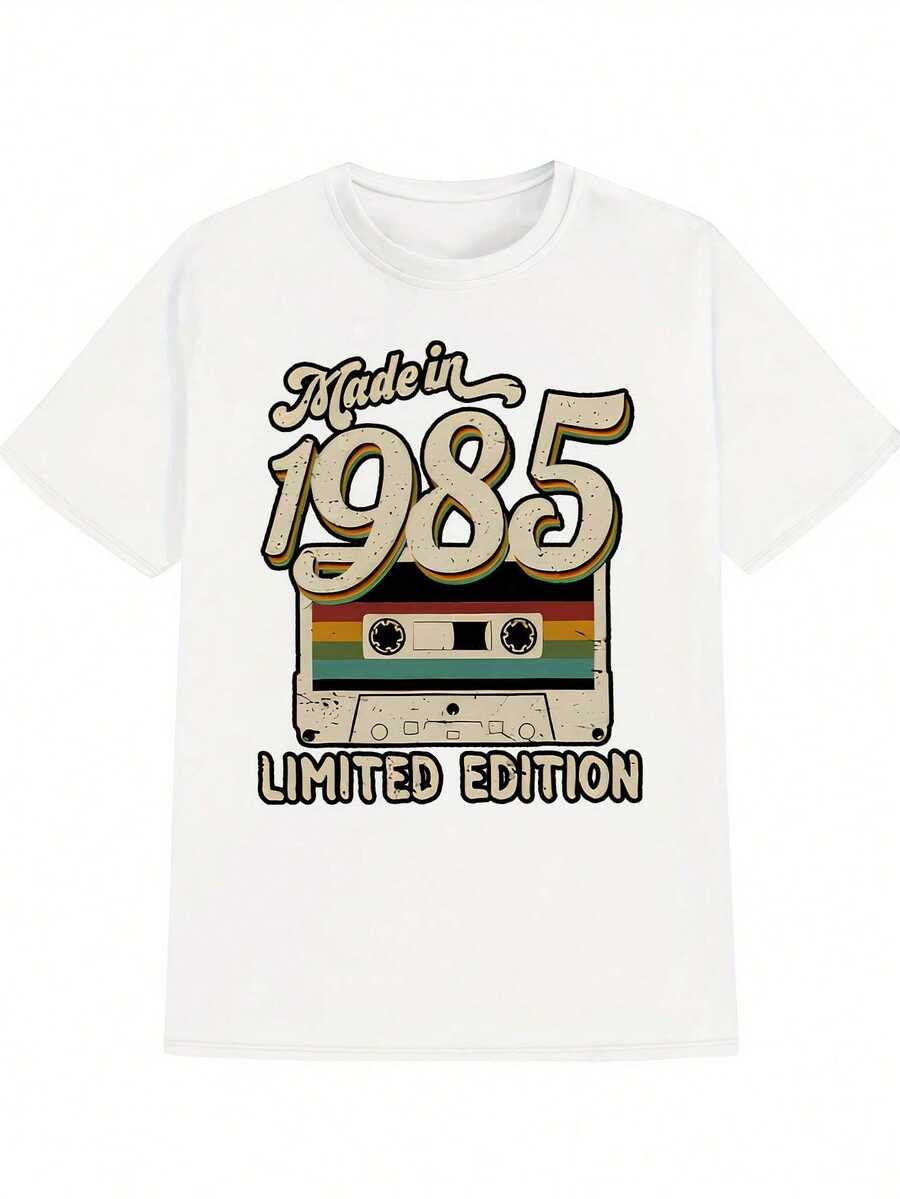 Men's Casual Crew Neck T-Shirt, Graphic Print, Men's Clothing, Western Print T-Shirts, Men's Shirts - 白色 - 查看 1
