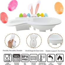 Paquete de 2 moldes de silicona de conejo de Pascua para chocolate con 2 martillos de madera, moldes de conejo de Pascua para hornear moldes de gelatina de conejo, orejas de conejo, huevo, chocolate, - Molde para huevos de Pascua - Ver 4
