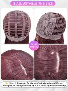alicegarden 30-Inch Long Synthetic Wig Featuring A Natural Straight Style A Stunning Burgundy. Designed With Bangs, This False Hairpiece Is Perfect For Ms Daily Party Cosplay Use, Offering A Natural And Natural Durable Wig Gift For Ladies. - Burgundy - View 8