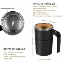 FollowBreak Magnetic Electric Stirring Cup, Detachable Stirring Accessory, Equipped With Temperature Display And Countdown Timer, Suitable As Home Gift For Coffee, Milk, Juice Stirring Tool - 155mAh - Multicolor - View 2