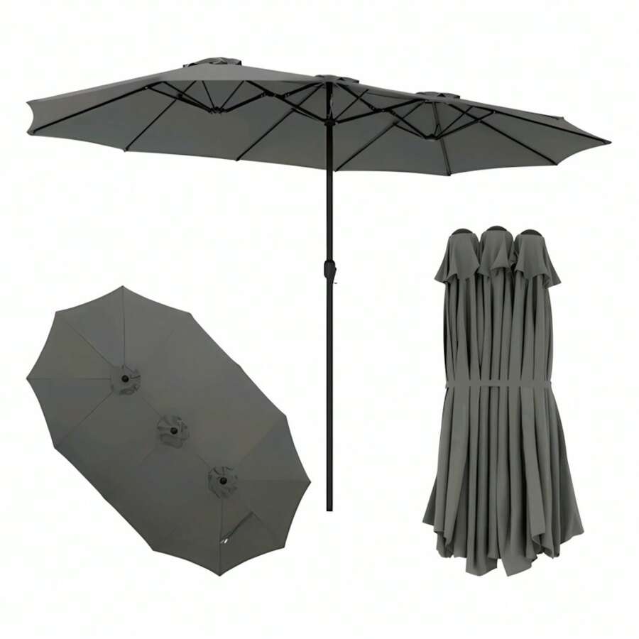 Sombrilla de doble vela, sombrilla extragrande, sombrilla de jardín, protección UV UPF 50+, sombrilla de patio con manivela, adecuada para jardines, patios, piscinas y patios interiores. - A - Ver 1