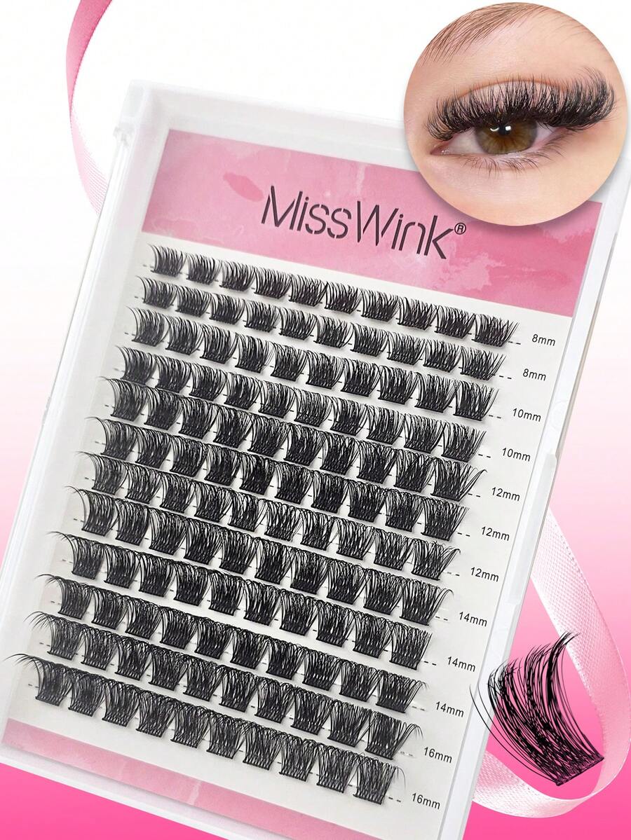 Miss Wink 接睫毛混裝組，8-16mm 混長 0.07mm D 捲度，120 支裝 濃密捲翹睫毛，適合 DIY 接睫毛，日常妝容或外出穿搭完美選擇