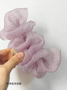 FRIFUL 1 Peça Presilha de Cabelo Feminina com Laço em Seersucker Brilhante de Cor Sólida, Presilha de Garra Elegante e Fashion, Adequada para Uso Diário (Garra de Cabelo 13cm-15cm) - taro roxo - Visão 2